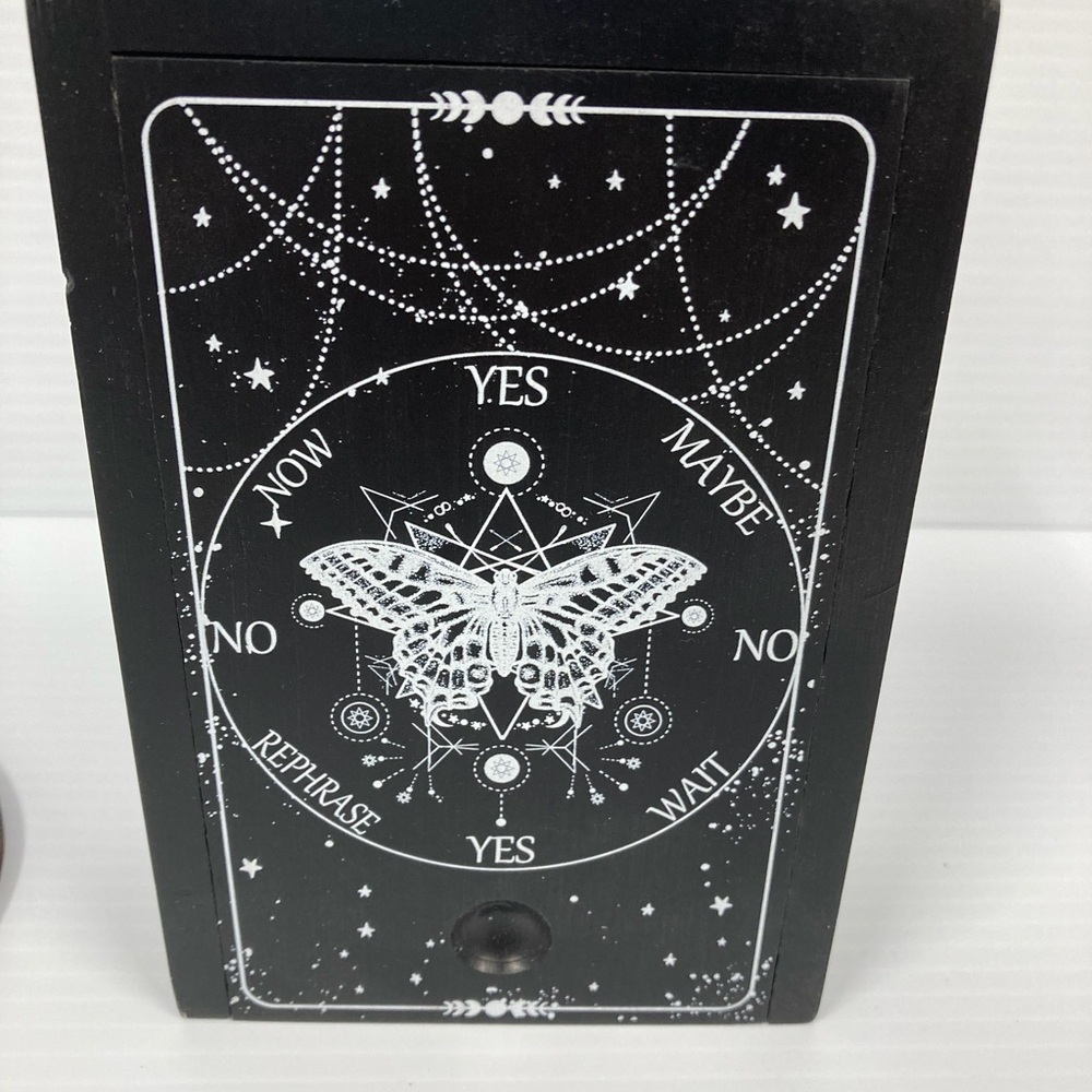 Black and White Moth Tarot Trinket Box Pendulum card holder stand Crystals